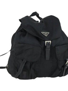 PRADA Backpack Nylon Black Silver Auth 153760